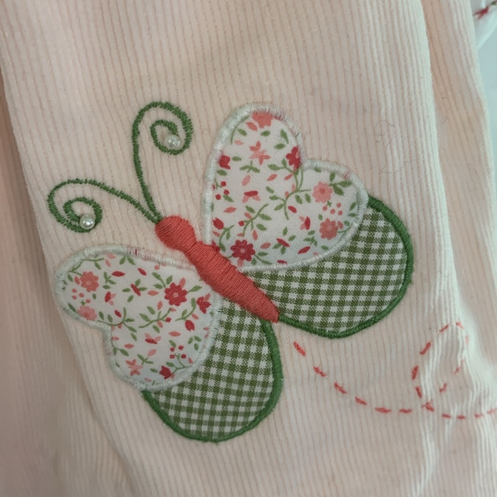ZU Petit Ami pale pink layered look corduroy dress with appliqué and bloomers - Picture 4 of 10